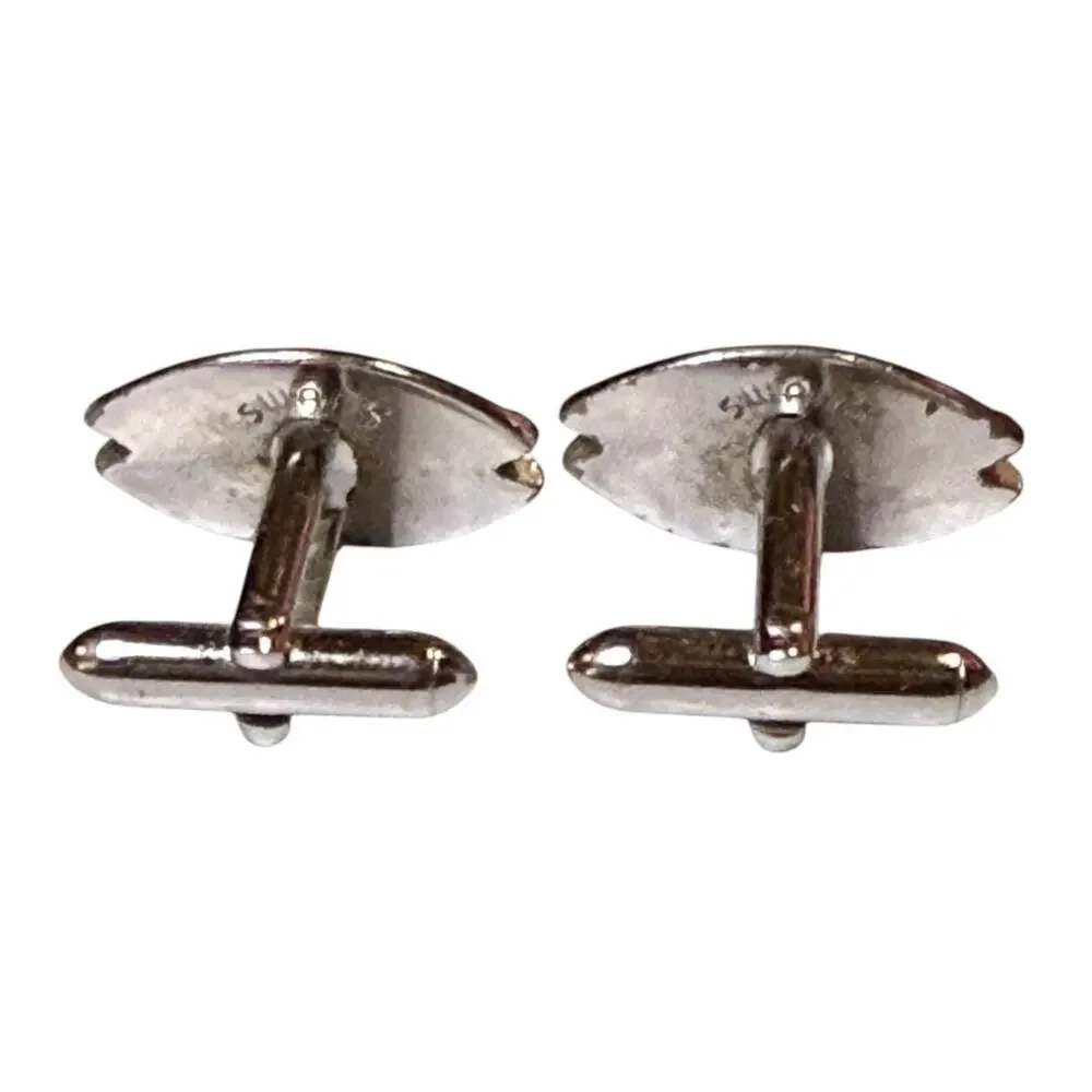 Vintage Swank Cufflinks Mens Silver Tone Faceted Eye Bullet Back MCM